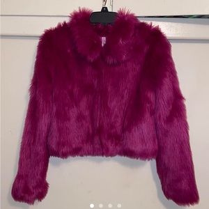Magenta Faux Fur Coat